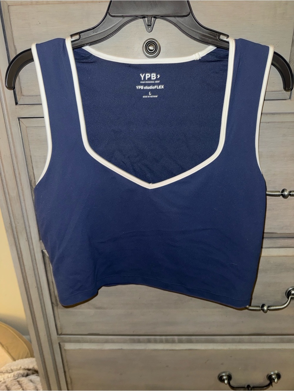 Abercrombie & Fitch Navy Blue Crop Tank with White Trim